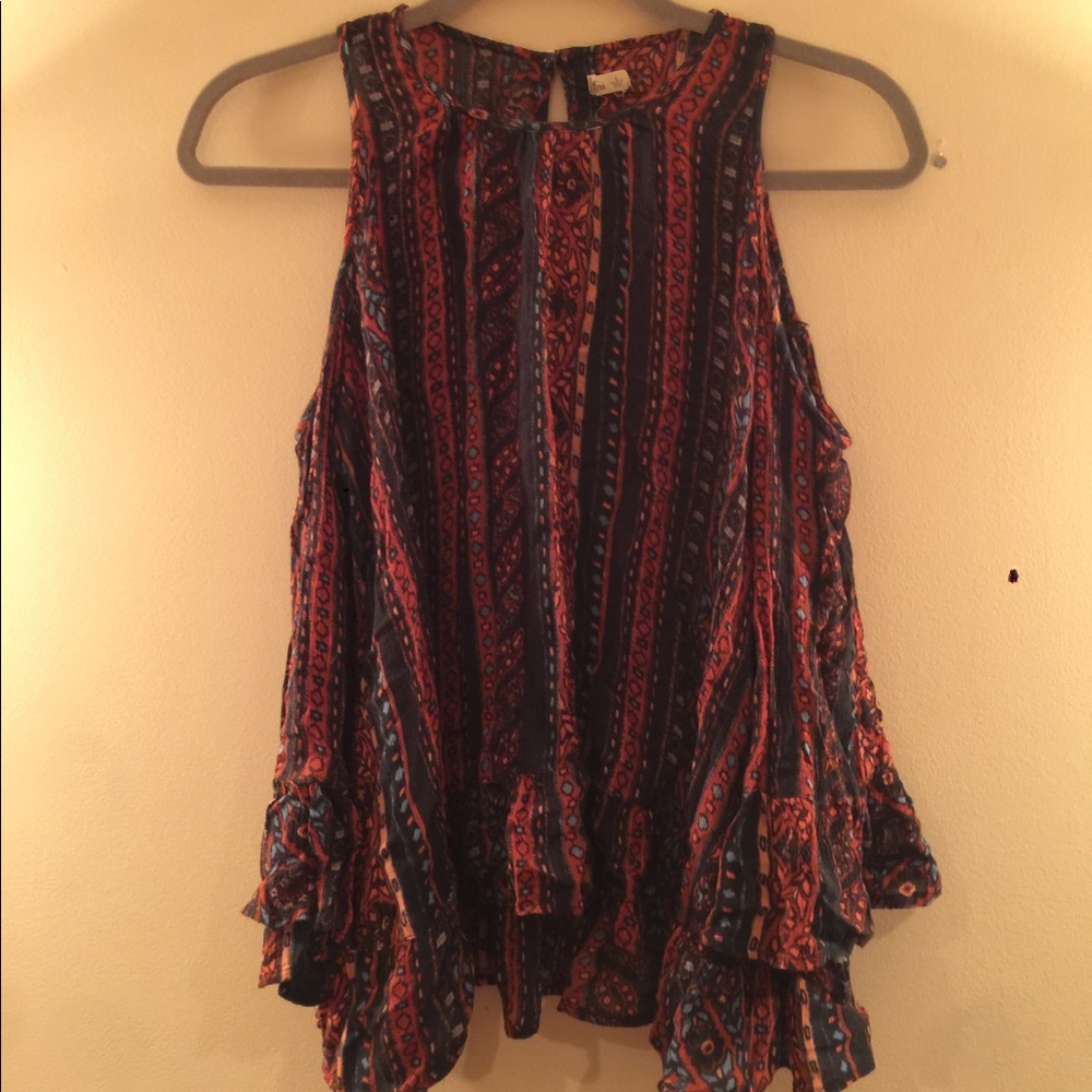 Tribal Patterned Hollister Open Shoulder Top